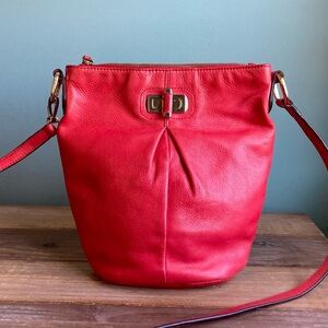 B. Makowsky Turn Lock Red Leather Bag